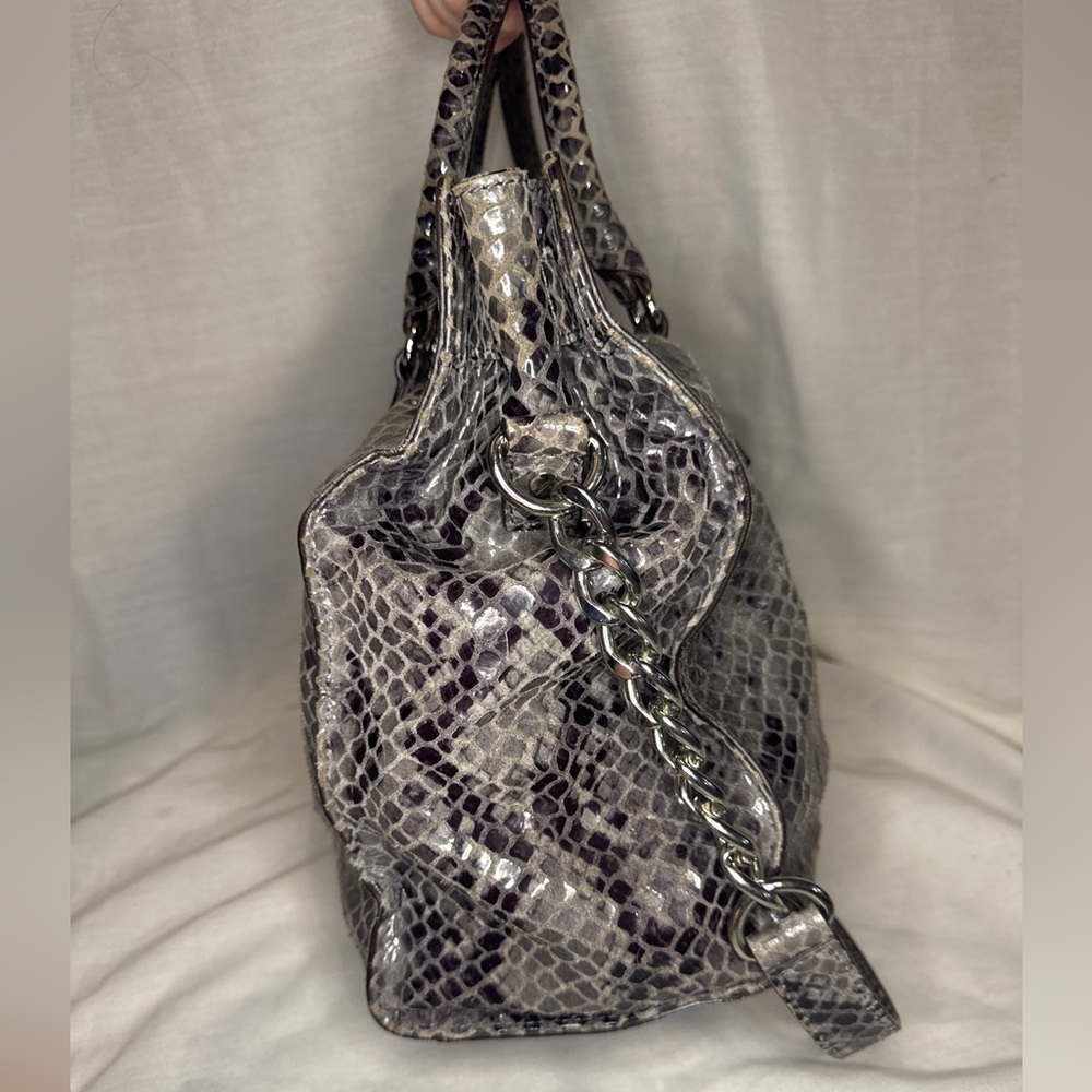 Michael Kors Gray Python Snakeskin Hamilton Paten… - image 2